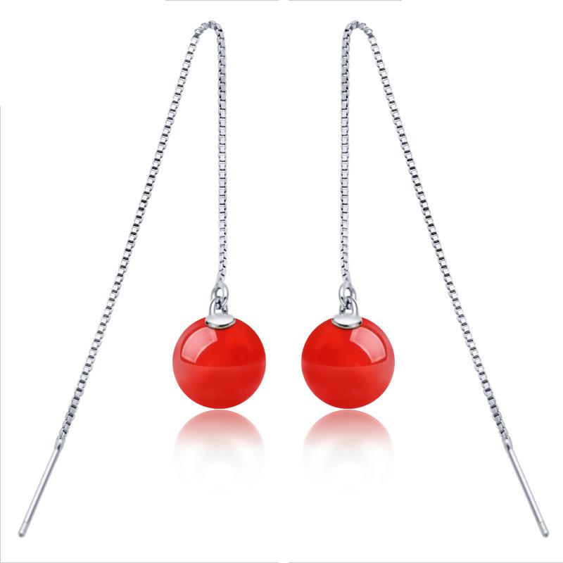 Серьги из агатовых бусин корунда в красно-черно-красной гамме, Модный аксессуар для многократного ношения