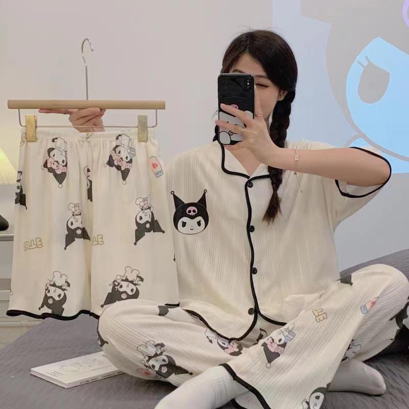 Женский летний пижамный комплект Newins: Короткий рукав, Шорты, Длинные брюки - Носить дома или на улице, Модная коллекция 2025