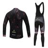 Трикотажные изделия для езды на велосипеде, комплект одежды для велоспорта, мужской/женский черный нагрудник с длинными рукавами, брюки, костюм для велосипедной одежды