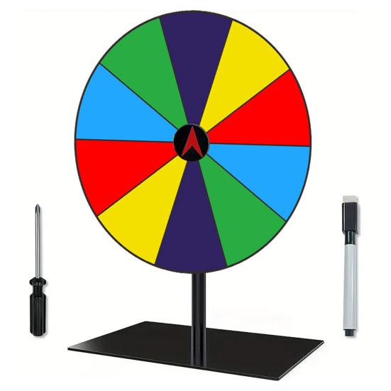 Acrylic Rainbow Prize Wheel with Pen 8/10 Slots Dry Erase Spinning Wheel with Stand DIY Spinner Roulette Fortune Wheel Party Board Game Props