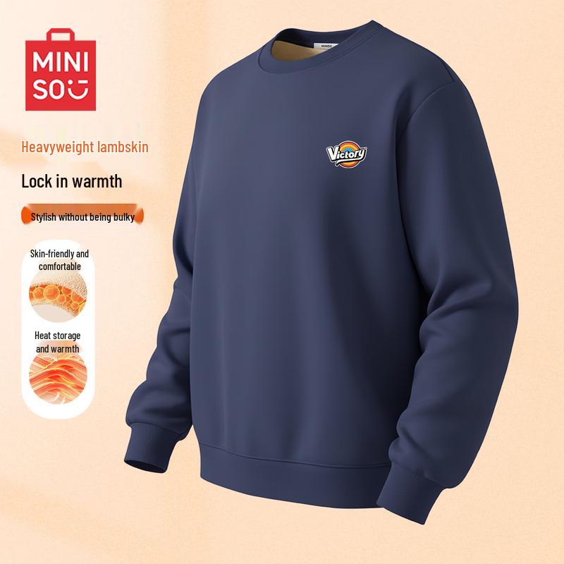MINISO Мужской свитшот с круглым вырезом и флисовой подкладкой