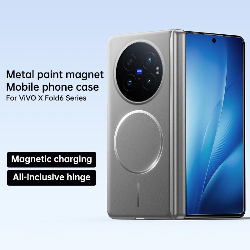 Защитный чехол на шарнир для Magsafe Для VIVO X Fold 6 Магнитная металлическая краска Жесткий ПК Откидная складная крышка телефона Для VIVO X Fold6