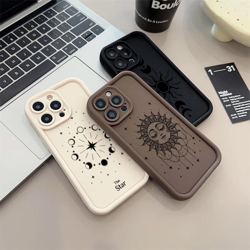 Таро Звезда Солнце Мягкий Силиконовый Чехол Для iPhone 17PM 17 11 15 16 13 Pro Max 14 Plus 12 16 Pro 16E 17AIR Ударопрочный Чехол Для Телефона