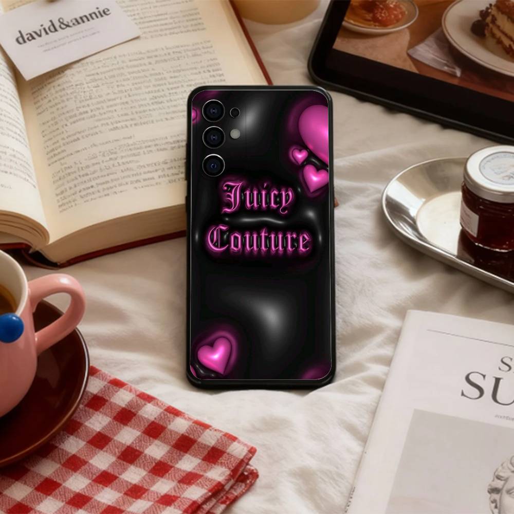 Y-Y2K Винтажный J-Juicy C-Couture Чехол для телефона для Samsung S 25,24,23,22,30,21,10,9,Ultra,Plus,Lite,FE,4,5 G Мягкий черный чехол