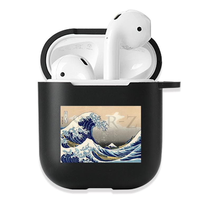 Мягкий черный силиконовый чехол для Apple Airpods Pro 3 2 1 The Great Wave of Kanagawa Bluetooth, беспроводные чехлы для наушников Airpod Cover