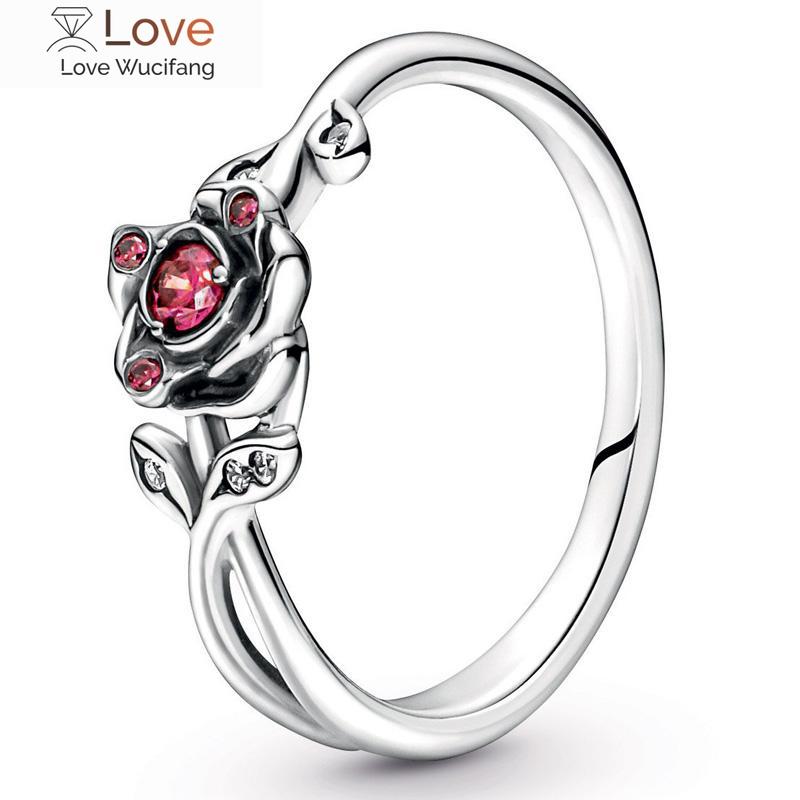 Подлинное серебряное кольцо с розой «Красавица и чудовище» для женщин, свадебная вечеринка, европейская модная бижутерия