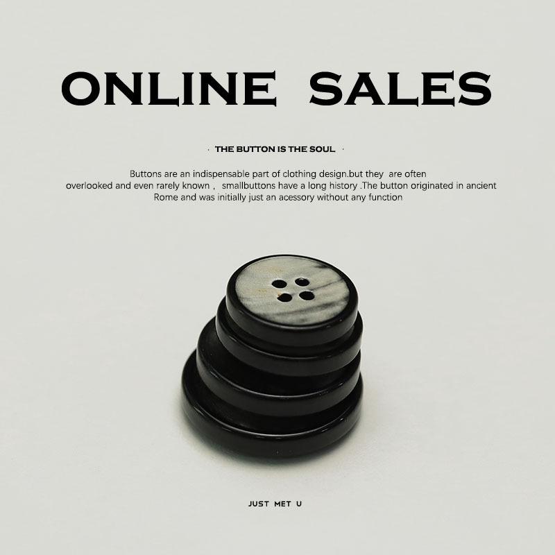 Real Horn Four-Eye Thin Edge Button Classic Suit Button Men'S And Women'S Coat Double-Sided Leather Coat Cardigan Button