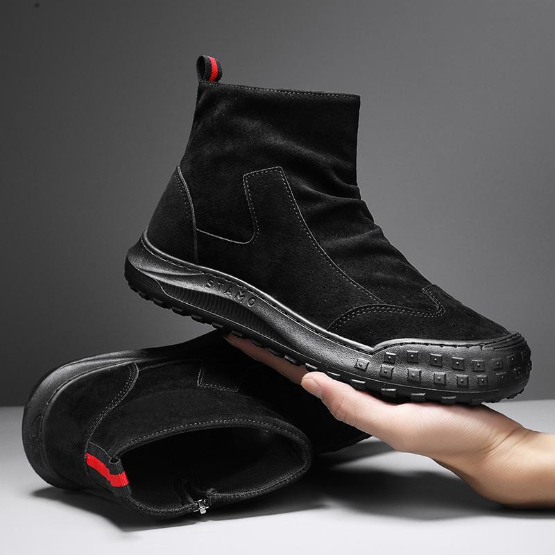 Autumn Winter Men's Boots High Top Leather Shoes Men's Ankle Boots Fashion Comfortable Motorcycle Boots Platform Boots Man