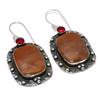 Mookaite, Garnet Handmade 925 Sterling Silver Gift Earring 2.05" U9e82