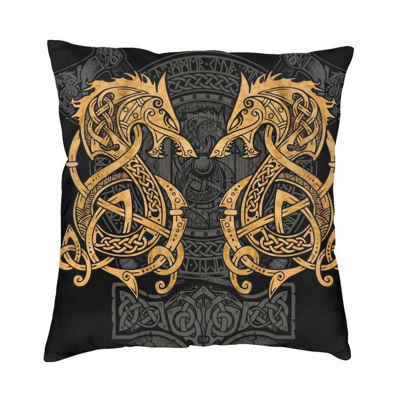 Viking Valhalla Fenrir Modern Pillow Cover Decoracion Salon The Nordic Monster Wolf Odin Cushions For Sofa