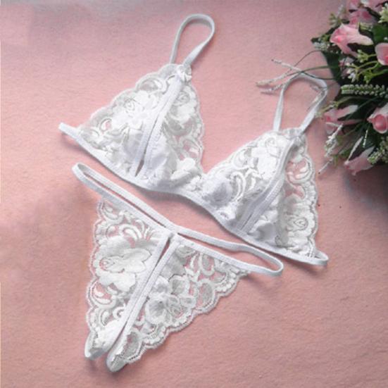 2 шт./комплект сексуальное нижнее белье ажурное кружево сплошной цвет беспроводной без подкладки открытый