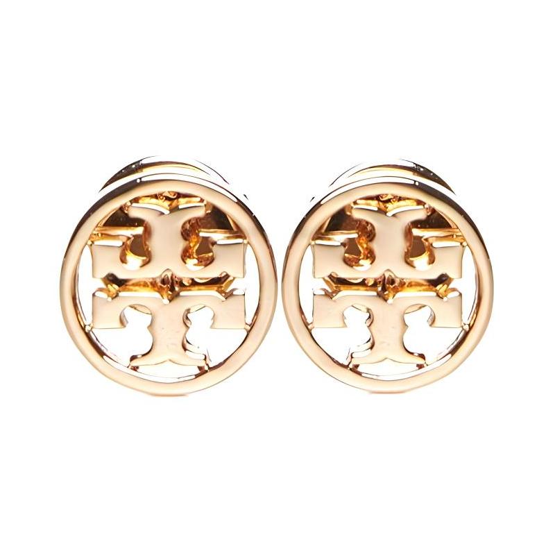 TORY BURCH MILLER series perforated double T brass earrings for women 26222-720-Tory Kim F