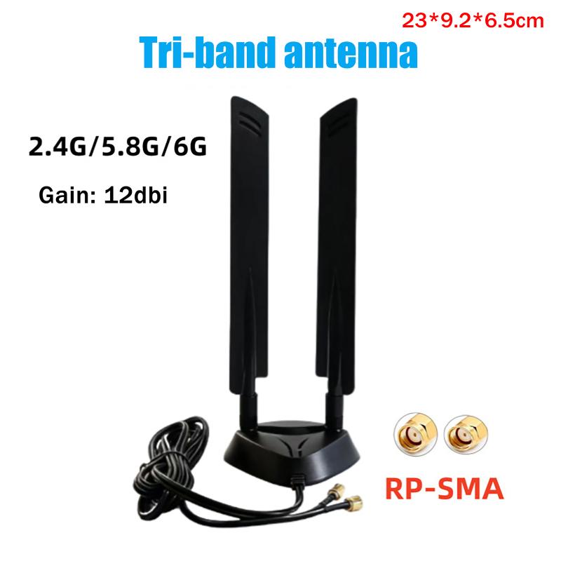 Wifi6 Wifi7 2,4G/5,8G/6G Трехдиапазонная Внешняя Антенна 12dBi Bluetooth Роутер Антенна Rp-Sma Bluetooth Роутер Антенна