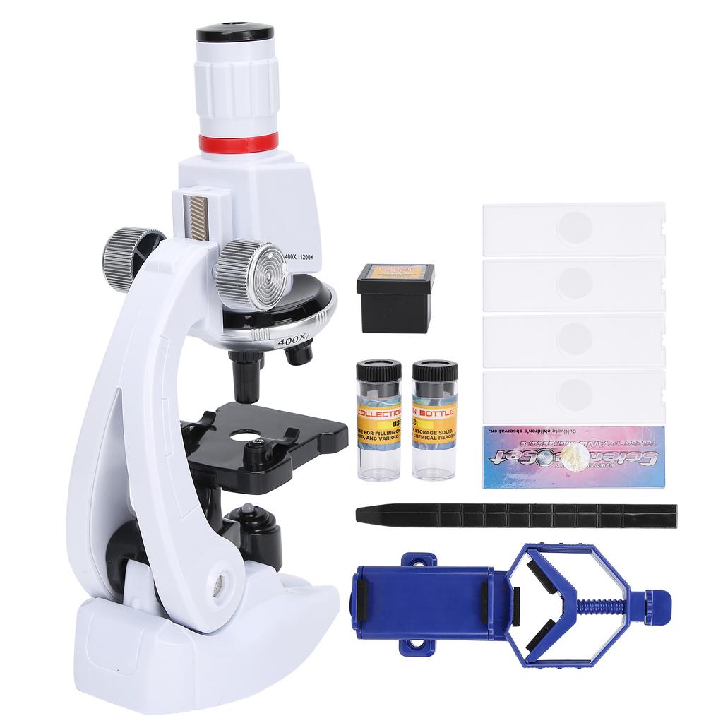 Children Microscope Set with Mobile Phone Holder Simulation High Definition 1200X