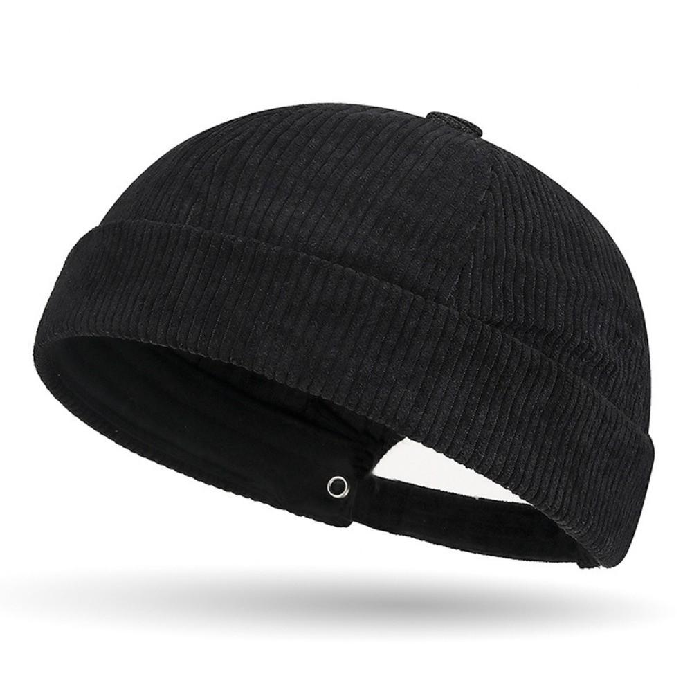 Retro Corduroy Brimless Cap Streetwear Landlord Hat Vintage Beanie Docker Caps Men Women