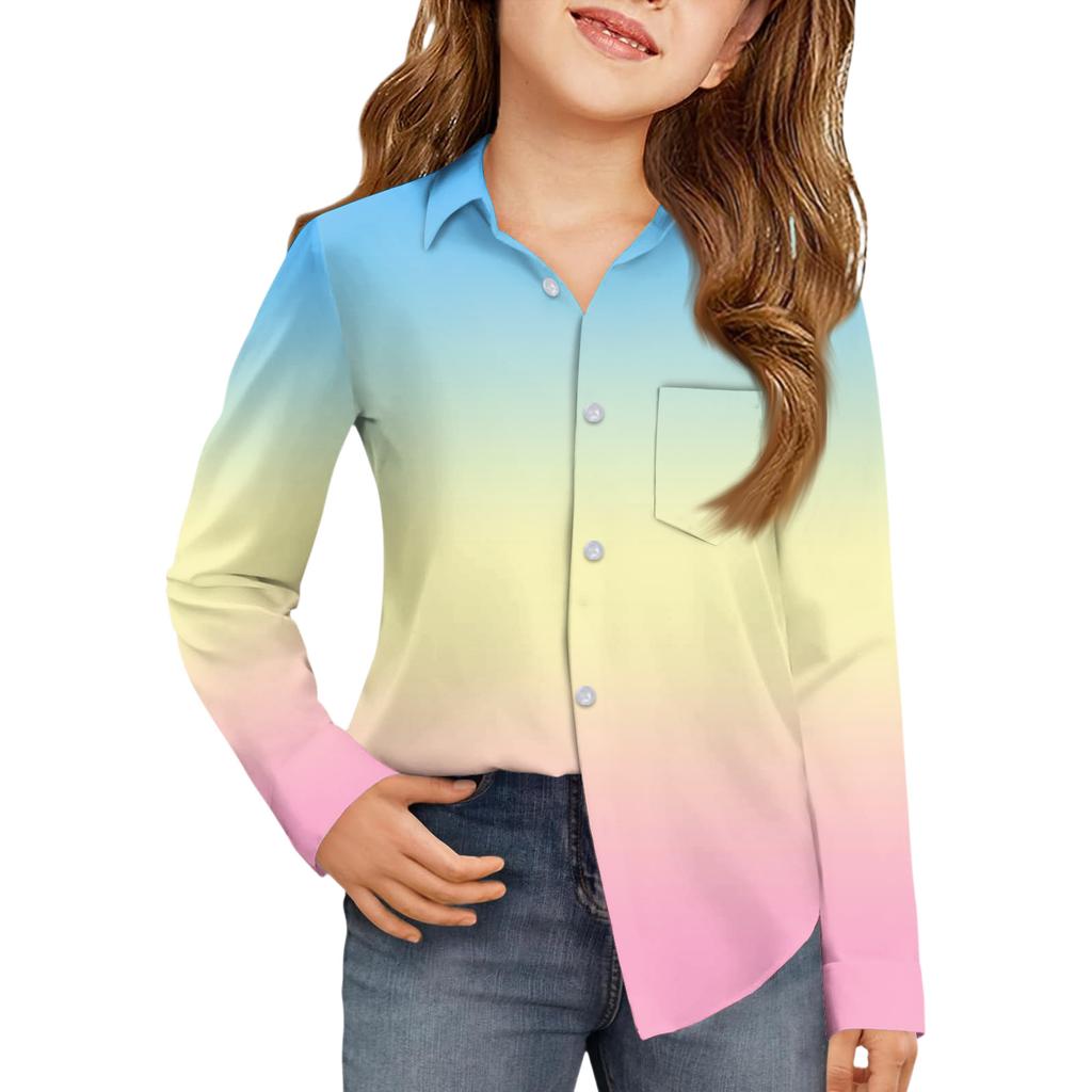 Girls' Button-Down Shirt - Long Sleeve Dress Blouse
