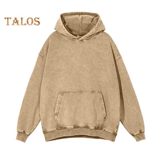 Осень-весна унисекс толстовка с капюшоном большой карман свободный потертый стираный эластичные манжеты и подол скошенные плечи однотонный свободный спортивный топ