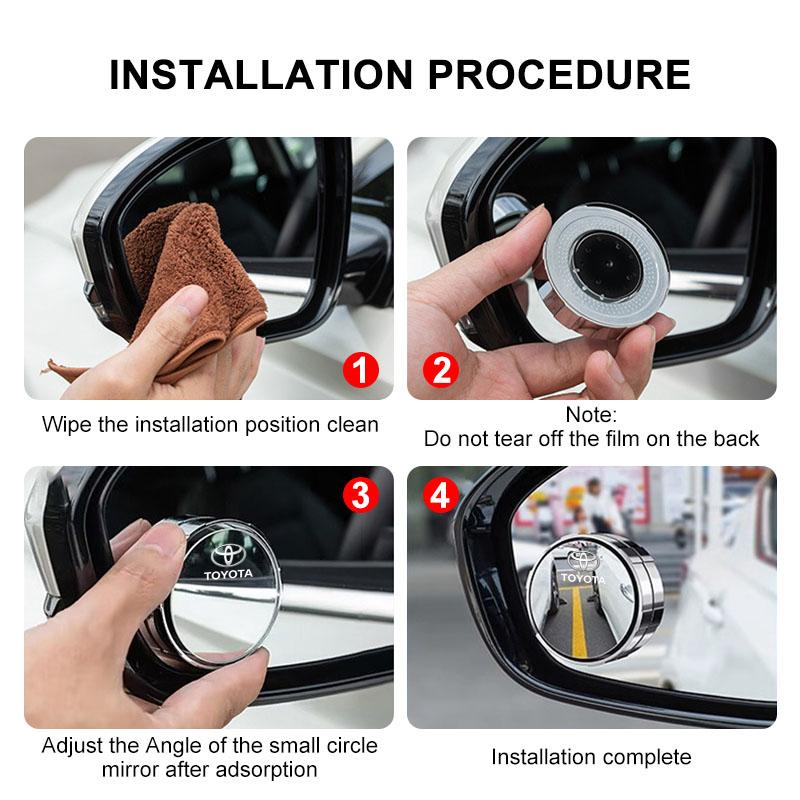 360 Degree Adjustable Blind Spot Mirror Car Auxiliary Rearview Convex Mirror Wide Angle Mirrors for Toyota Gazoo Racing Corolla TRD Yaris Auris Rav4