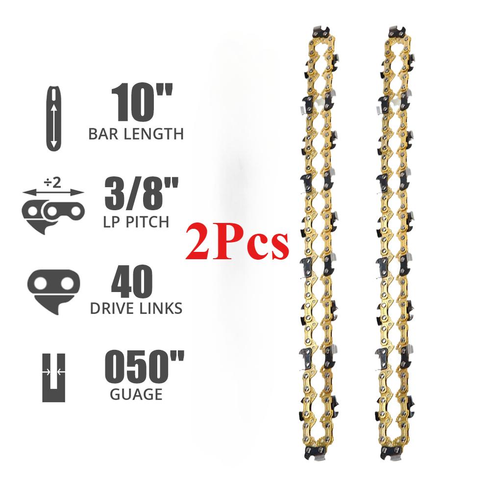 10 Inch Chainsaw Chain Replacement Guide Bar 3/8" LP Pitch .050" Gauge 40 Drive Links For Remington Sunjoe Greenwork Craftsman