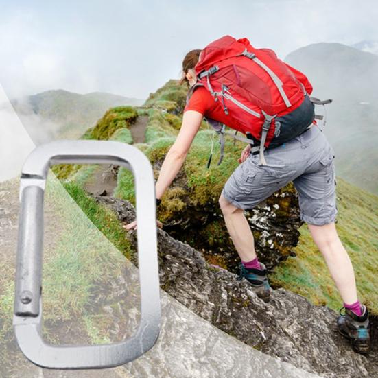 10 шт. Кемпинговые карабины, Походные застежки, Прочные пряжки, Компактные портативные многофункциональные сверхпрочные брелоки, Металлические квадратные карабины