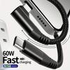 60 Вт 3A USB-C на Type-C кабель для быстрой зарядки в оплетке, изогнутый под прямым углом 90 градусов для iPhone 15 Plus Pro Max Android для iPad