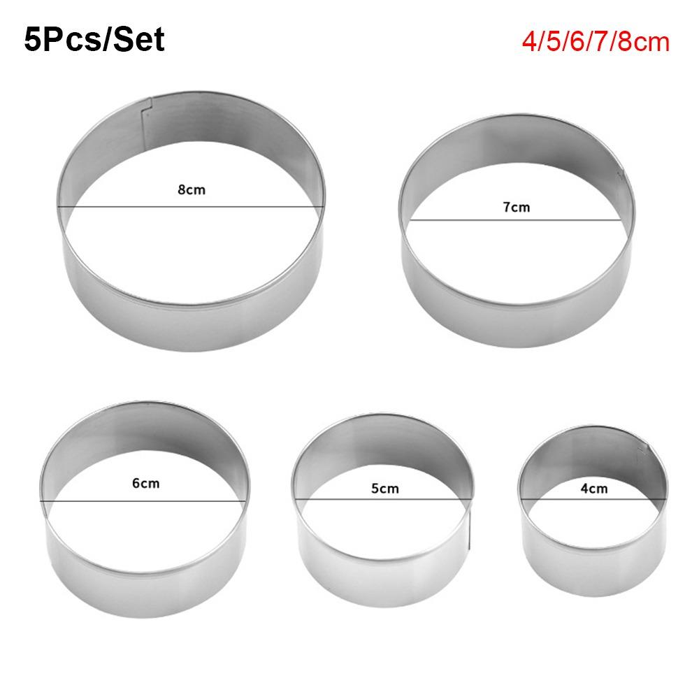 5Pcs/Set Durable Stainless Steel Cake Ring Mold Round Circle DIY Cake Gum Paste Mould 4/5/6/7/8cm Cookie Mousse Cuttur