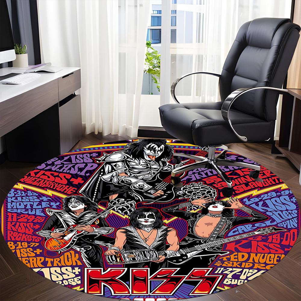 1 шт. Круглый ковер KISS Music Office, Под офисные стулья, Спальня, Гостиная, Домашний декор a1016299