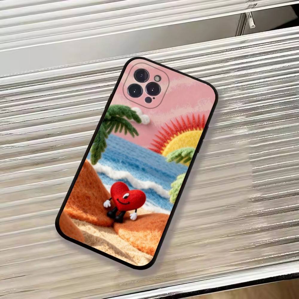 Чехол для телефона горячего певца B-Bad Bunny для iPhone 17,16,15,14,13,12,11 Plus,Pro Max,XS, Мягкий силиконовый черный чехол