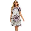 3D Pink Rose Floral Print Dresses Women 2023 Fashion Summer Flower Theme Short Sleeve Dress Streetwear Loose Plus Size Clothing