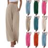 Waisted Wide Leg Pants For Women Casual Summer Drawstring Trousers Flowy Beach Pants With Pockets