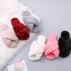 Design Women Winter House Furry Slippers Women Cross Fluffy Fur Home Slides Flat Indoor Floor Shoes Ladies Flip Flops