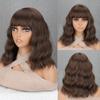 MISS WIG Синтетический короткий вьющийся волнистый парик с челкой, парик средней длины до плеч для женской одежды