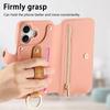For iPhone 16 Case RFID Blocking Zipper Wallet PU Leather Mobile Cover - Pink