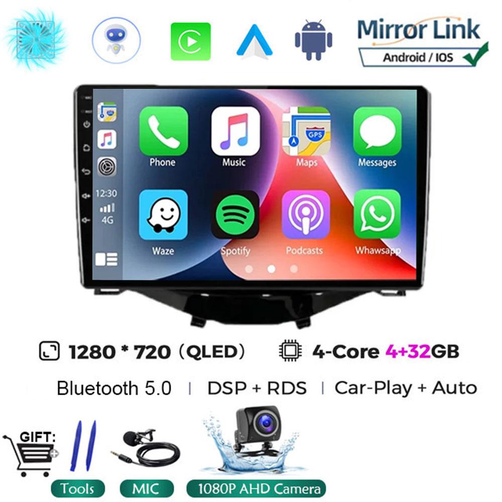 Car Radio Multimedia Player Android 14 For Toyota Aygo 2015 Peugeot 108 2020 Citroen C1 2015 - 2022 GPS Navigation Apple Carplay