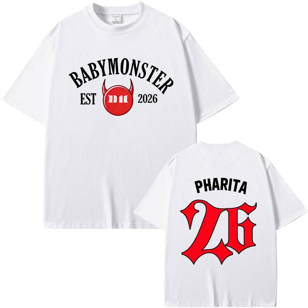 Babymonster 2026 Мерч Футболка Ahyeon Asa Rami Rora Ruka Pharita Chiquita Графические Футболки Унисекс Женская Мода Поп-Музыка Футболки