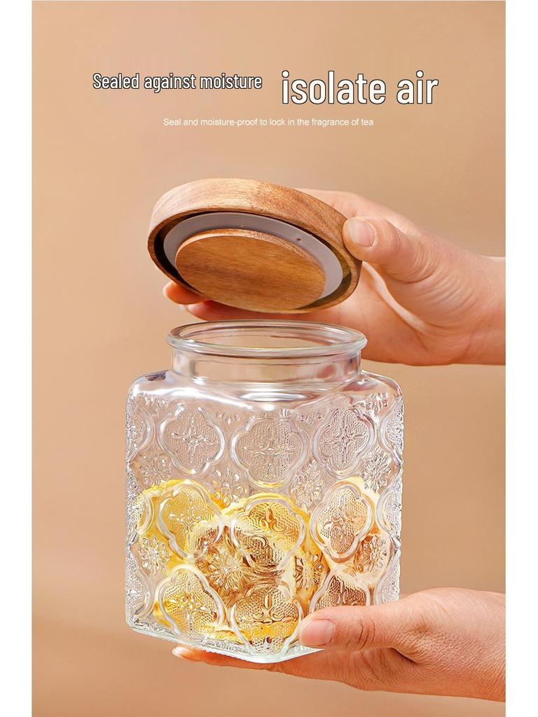 Стеклянная герметичная банка для хранения закусок, сухофруктов, чая, сахара и зерновых