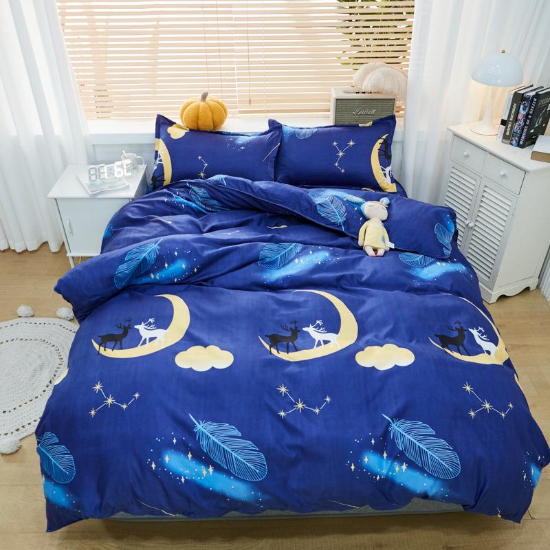 Comfortable and Warm Dormitory Bed Three-piece Set, Bed Sheet Quilt Cover Four-piece Set