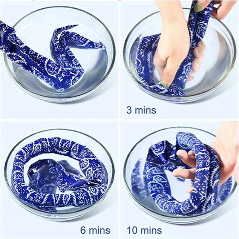 Multifunctional Summer Cooling Scarves Neck Wrap Headband Cooling Bandana Scarf Cold Towel Unisex Printed Soaked Tie Around Neck