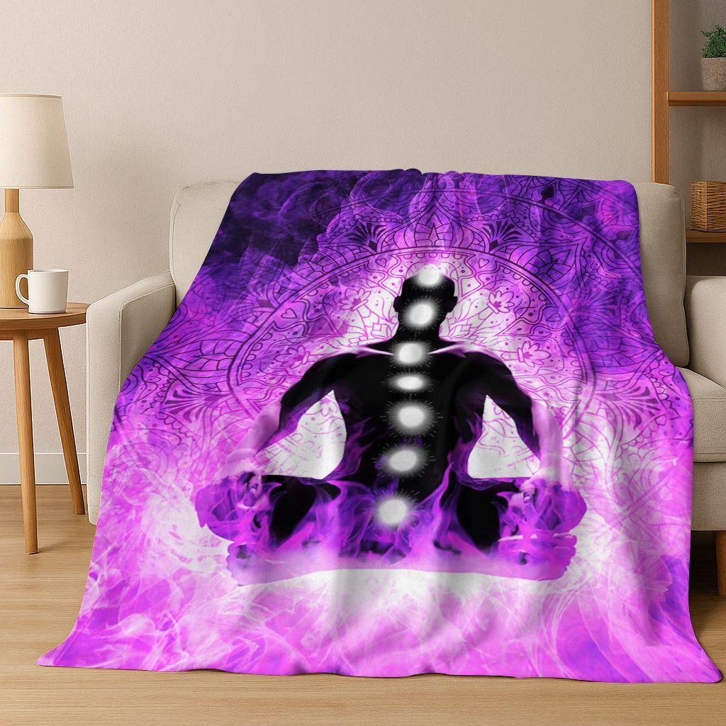 Bohemia Yoga chakra Mandala Spirit Meditation Flannel Blanket,Cozy Soft Throw Blanket for Home Bedroom Bed Sofa Cover Gift Kid