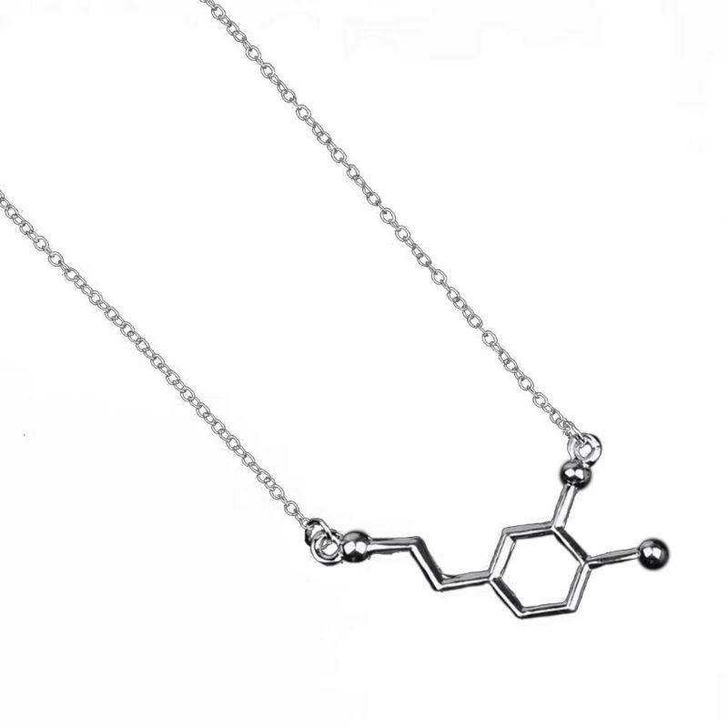 Dopamine Molecule Necklace Stylish Neck Chain Ajustable Collarbone Chain Trendy Neck Jewelry for Chemistry Enthusiasts