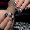 24 шт. Блестящие накладные ногти Черный градиент False Nail Пламя Полное покрытие Stick On Nail для женщин и девочек