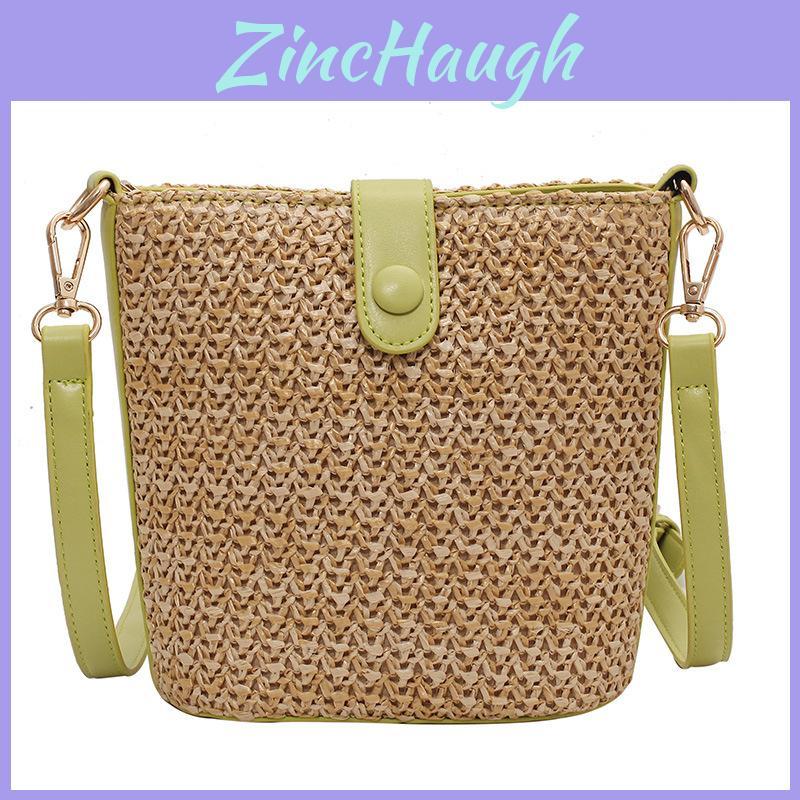 Minimally Contrasting Color Design Women Casual Grass Woven Bag For Women With Seam Details And Daily Use