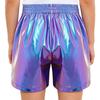 Children‘s Hip Hop Dance Shorts Metallic Finish Elastic Waistband Tear Away Side Buttons with Pockets for Stage Recital