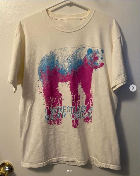 Iwrestledabearonce Bear Band White Cotton Shirt Full size S-5XL