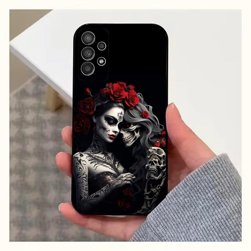 Чехол для телефона Мексиканский Череп Катрины Девочка Для Samsung S25,S24,S23,S22,S20,S21,S10,Ultra,Plus,Lite,FE, Мягкий Силиконовый Черный Чехол