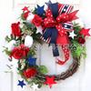 4th Of July Wreath Door Hanging Decoration With USA Flag Patriotic Party Home Outdoor Festive Display