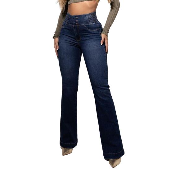 Women's Flared Stretch Jeans High Waist Bell Bottom Trousers Ladies Wide Leg Tummy Control Denim Pants