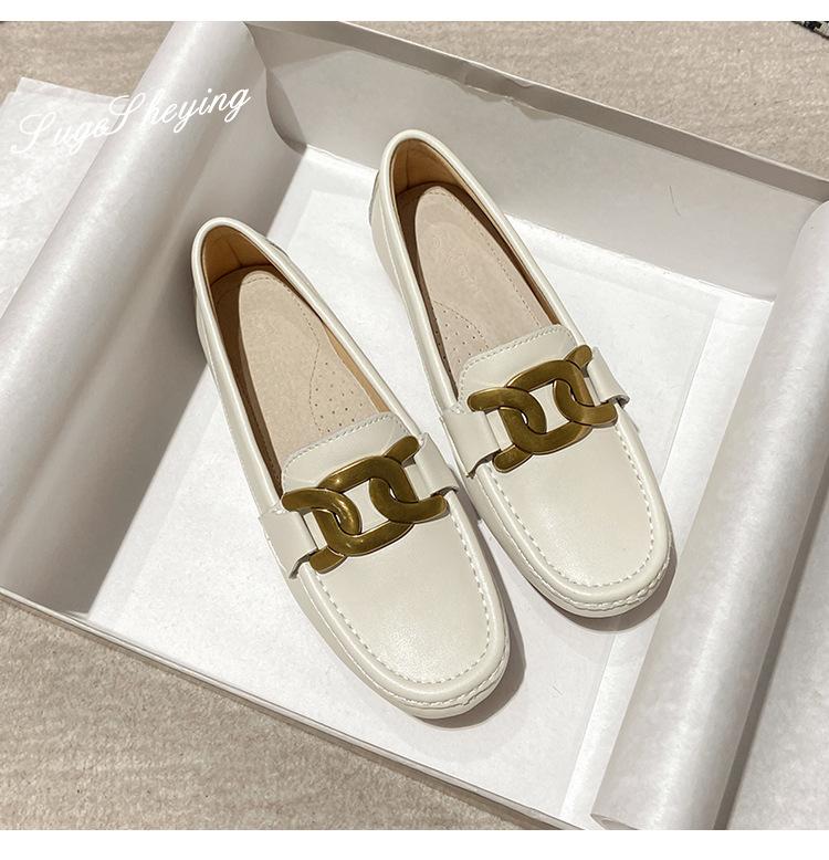 Однотонные балетки из натуральной кожи для женщин, мокасины из коровьей кожи, туфли слипоны с круглым носком, женские повседневные офисные лоферы, резиновые кроссовки Mujer