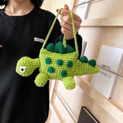 Вязаная сумка Динозавр Наплечные сумки, Сумки крючком для женщин - Сумка кроссбоди для девочки, женщины