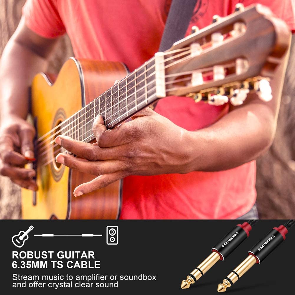 SHULIANCABLE Guitar Standard Male to Male for Connecting 6.35mm Cable, Plug, Mixers, Guitars, Amplifiers, Speakers, etc. (10M)